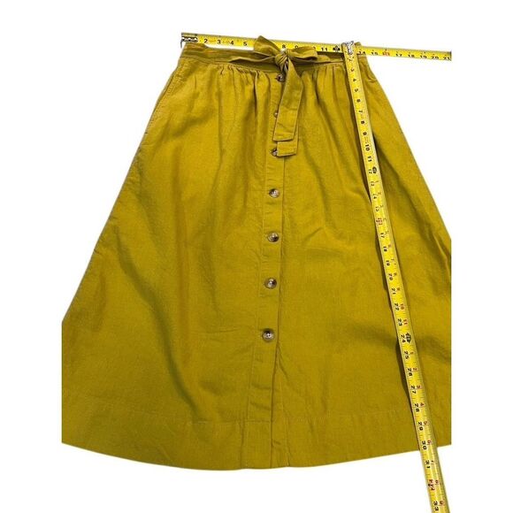 Madewell Womens Button Front Midi Skirt Size 4 Small Linen Blend Mustard Yellow - Picture 11 of 11